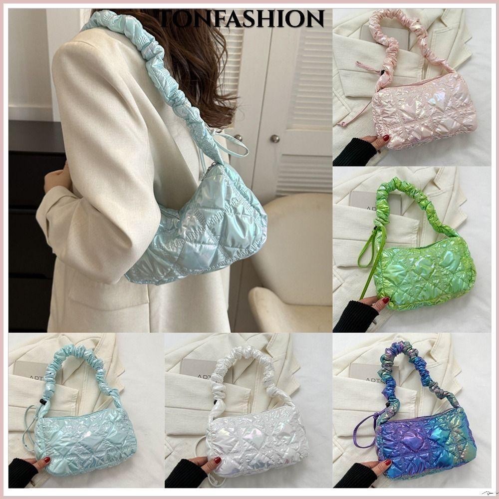 Tonfashion กระเป๋าสะพายไหล่ กระเป๋าช้อปปิ้ง ทรงเมฆ สีพื้น เรียบง่าย สําหรับผู้หญิง