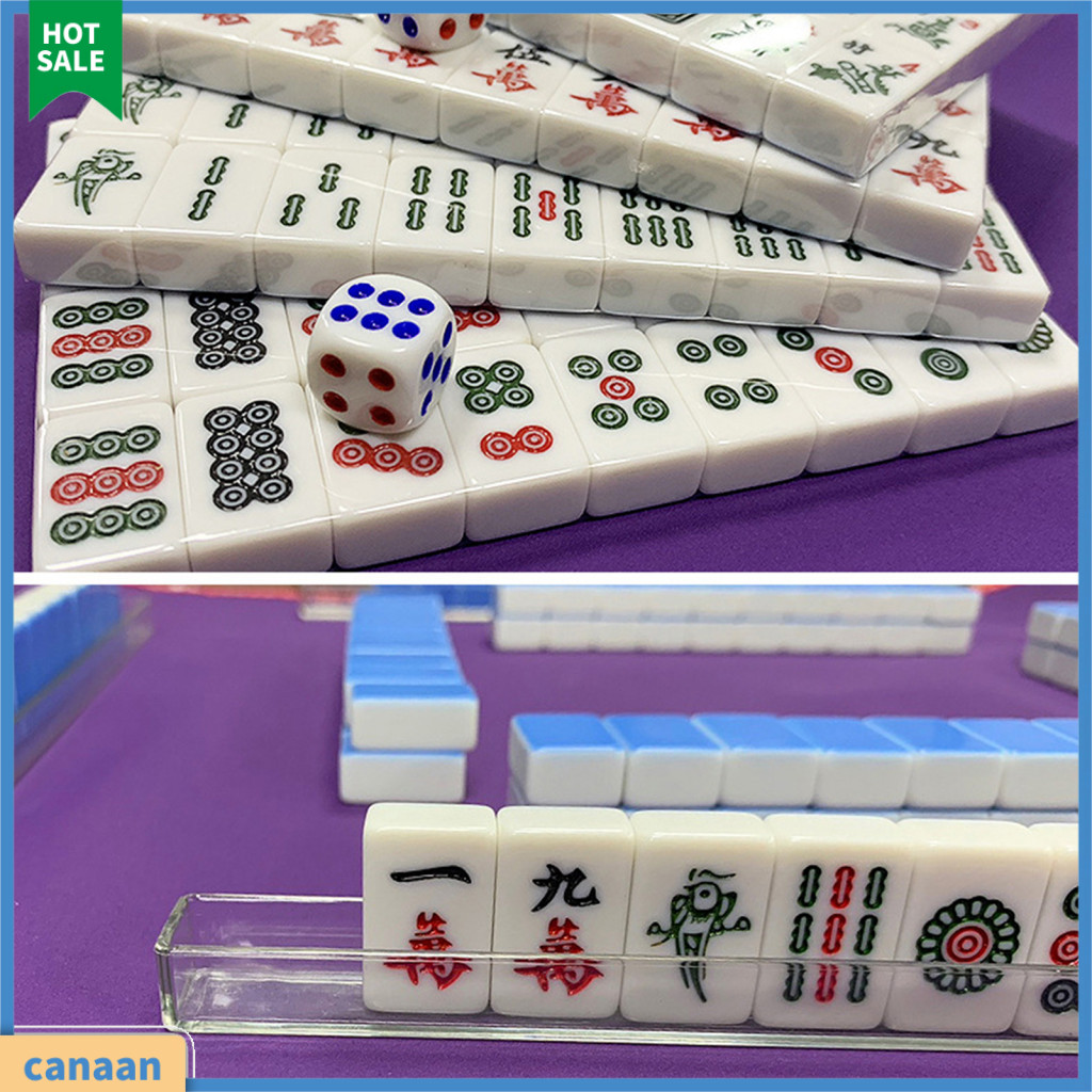 Canaan|  ไพ่นกกระจอก เมลามีน แบบพกพา ความบันเทิงในร่ม ปาร์ตี้ เกมไพ่นกกระจอกจีน 144 ชิ้น/ชุด