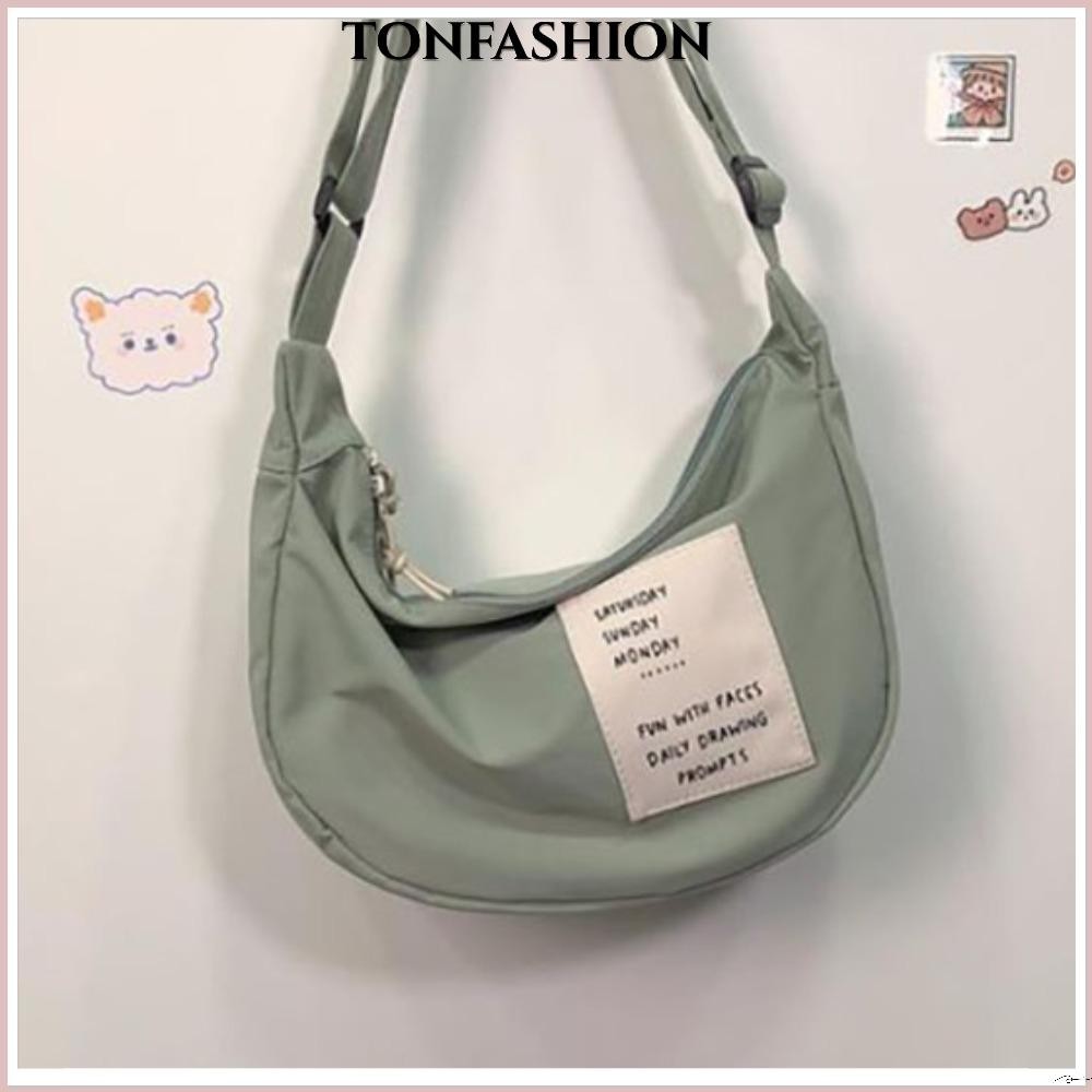 Tonfashion กระเป๋าสะพายไหล่ ผ้าแคนวาส แบบนิ่ม ขนาดใหญ่ จุของได้เยอะ แฟชั่นสไตล์เกาหลี สําหรับผู้หญิง และนักเรียน