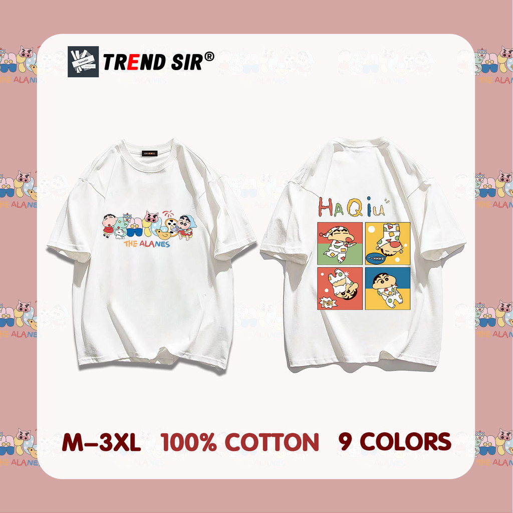 TrendSir พร้อมส่ง เสื้อยืด oversize เสื้อยืดผ้าคอตตอน Crayon Shin-chan 9สี M-3XL