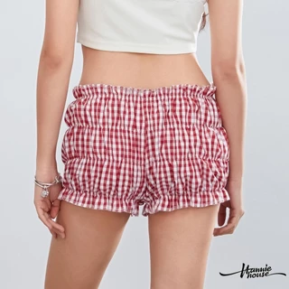 Hannie- กางเกงขาสั้น เอวยางยืด ลายสก๊อต สําหรับผู้หญิง