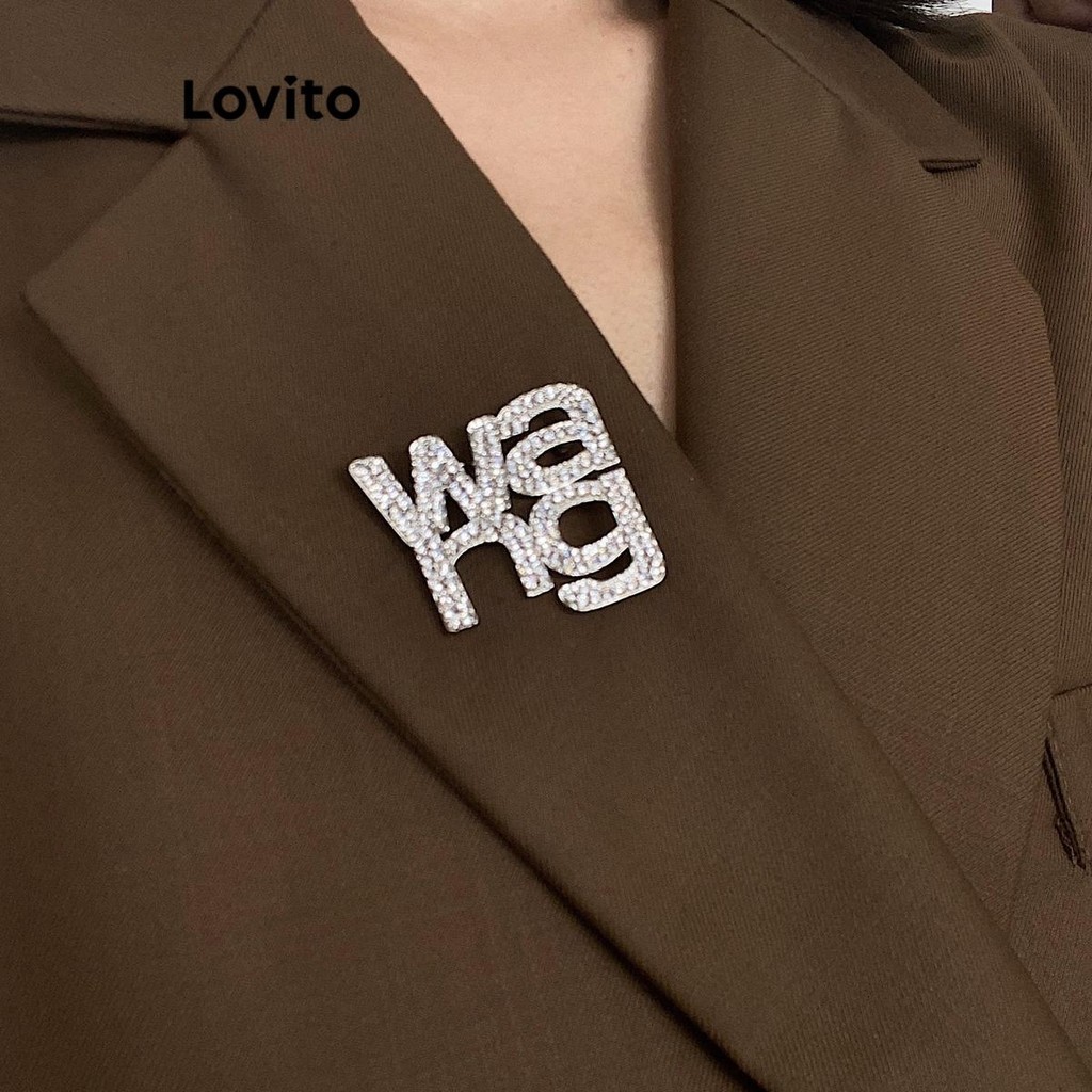 Lovito เข็มกลัดปรับเอวกางเกงผู้หญิง รูปดาว ตัวอักษร ไม่สะท้อนแสง สไตล์แกลมเมอรัส LFA18688