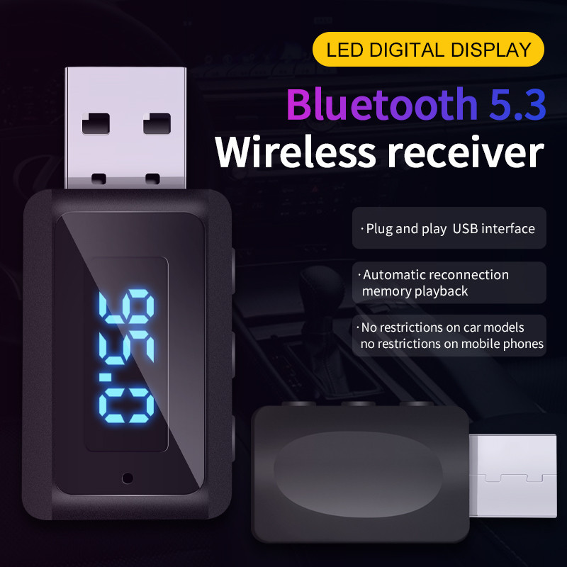 อะแดปเตอร์รับส่งสัญญาณเสียง FM บลูทูธ 5.3 แฮนด์ฟรี ไร้สาย USB อุปกรณ์เสริม สําหรับรถยนต์ FM02