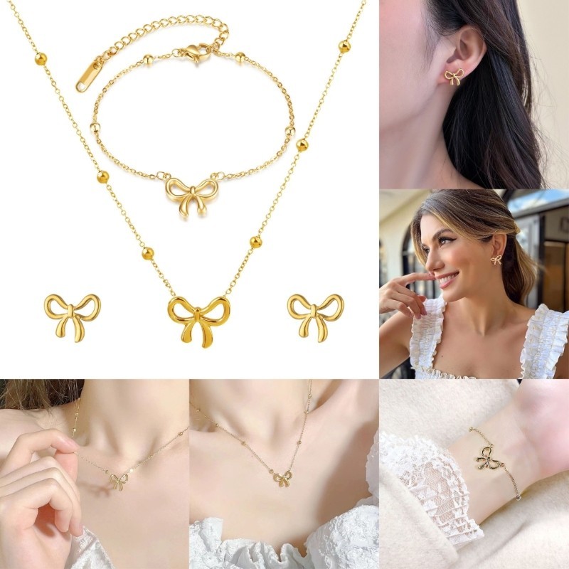 Exp เกาหลี Bowknot Charm สร้อยคอผีเสื้อ Clavicle Chain ผู้หญิงเครื่องประดับ