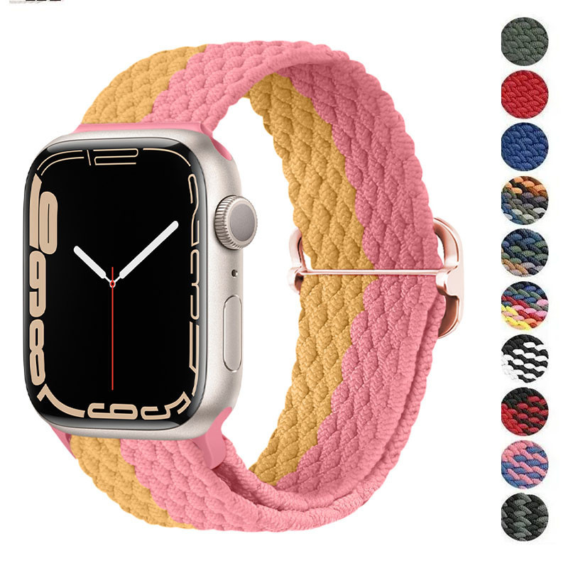 สายนาฬิกาข้อมือไนล่อนถัก ยืดหยุ่น สําหรับ Apple Watch Ultra2 1 49 มม. 44 มม. 40 มม. 45 มม. 41 มม. 42 มม. 38 มม. iWatch series 9 8 7 6 5 se 4 3 2