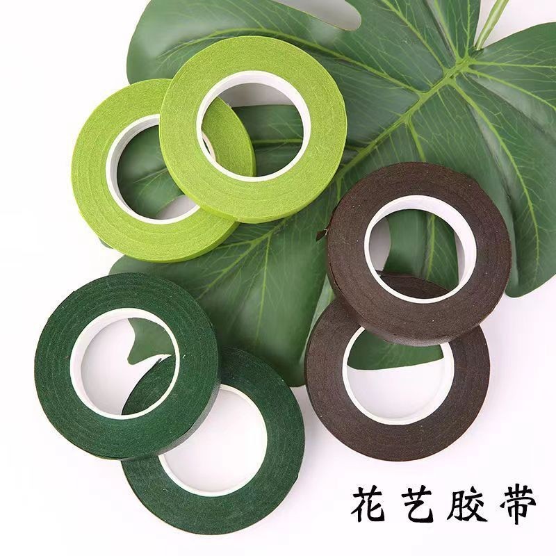 เทปกระดาษ ลายดอกไม้ สีเขียว แฮนด์เมด DIY