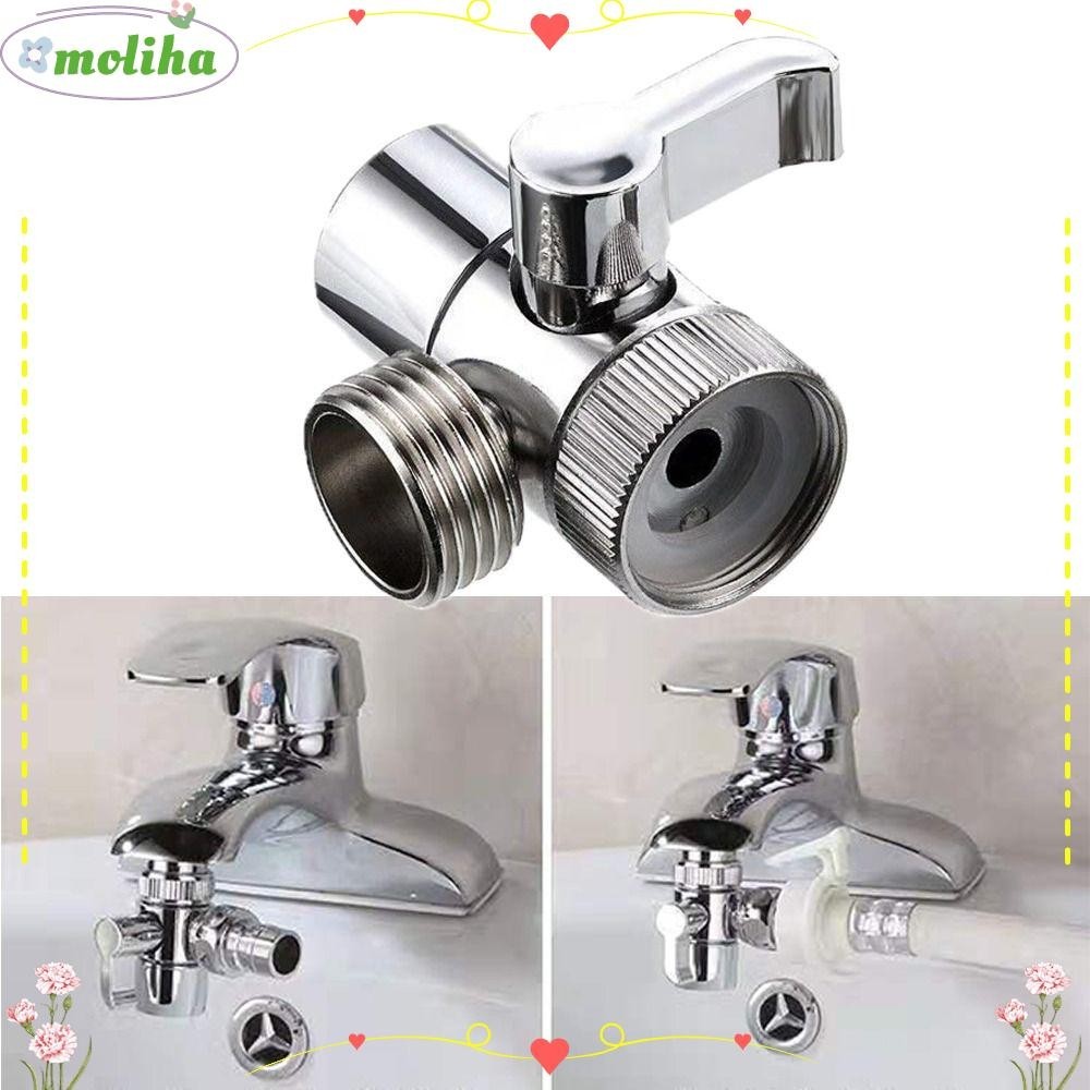 Moliha อะแดปเตอร์ก๊อกน้ํา แยกอ่างล้างจาน วาล์วก๊อกน้ํา ตัวแปลง ทนทาน โลหะผสมสังกะสี 2 ทาง เชื่อมต่อน้ําประปา ห้องครัว
