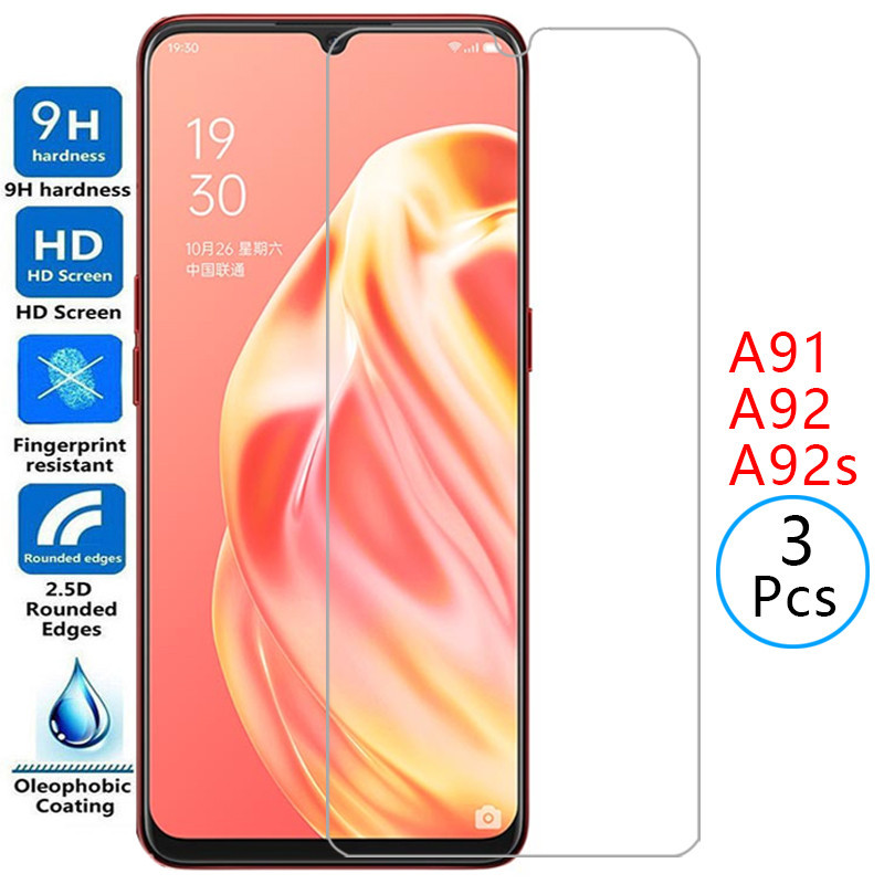 กระจกนิรภัยป้องกันสําหรับ oppo a91 a92 a92s ป้องกันหน้าจอบน opp opo appo a 91 92 s 92s 91a 92a ฟิล์ม