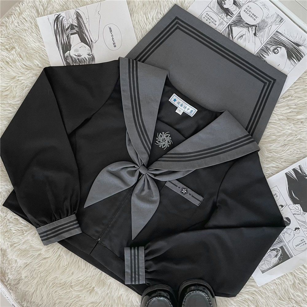 ชุดเครื่องแบบกะลาสี Jk แขนสั้น สองชิ้น สไตล์ญี่ปุ่น สําหรับเด็กผู้หญิง - รูปที่ 7