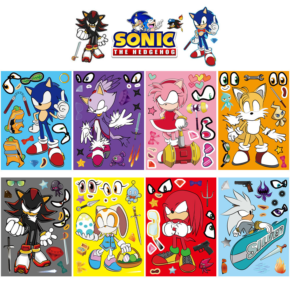 สติกเกอร์ ลายการ์ตูน Sonic The Hedgehog Theme Series DIY สําหรับติดตกแต่งใบหน้าเด็ก 2024