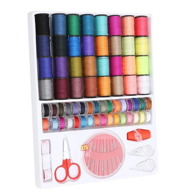 64 Spools Craft Scissor Stitches เข็มเครื่องมือจักรเย็บผ้าอุปกรณ์เสริม Multicolor ด้ายเย็บผ้าชุดเครื่องมือกล่องเย็บผ้า – โปรปัง
