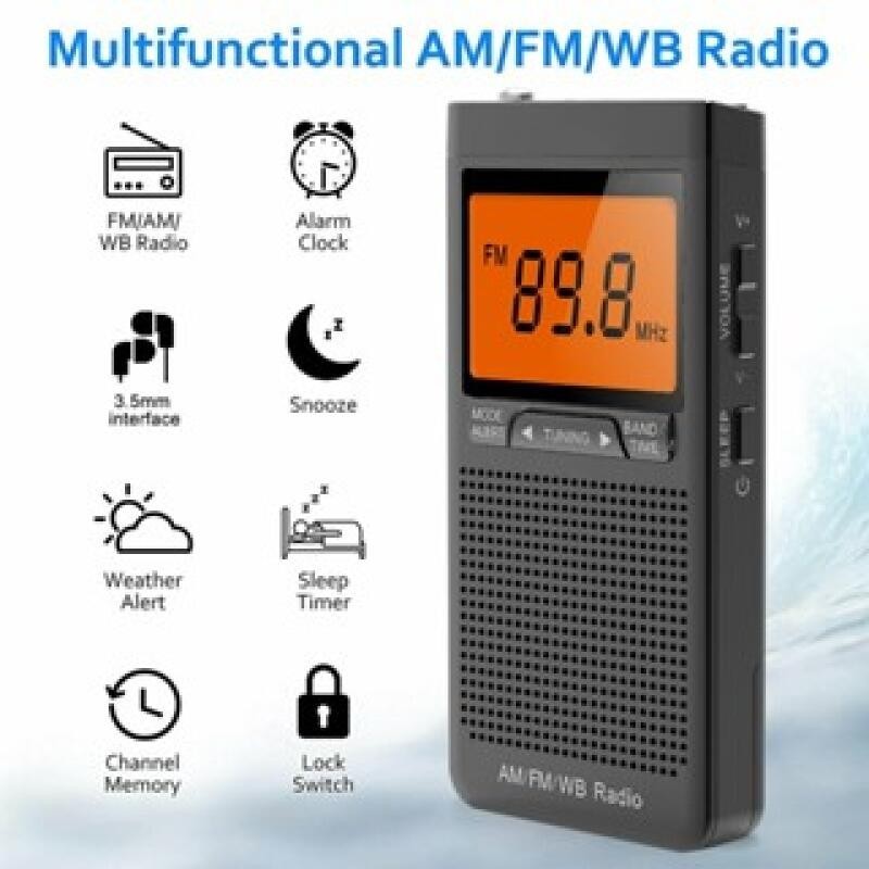 วิทยุฉุกเฉิน AM FM ขนาดเล็ก แบบพกพา แจ็คหูฟังในตัว NOAA AM FM