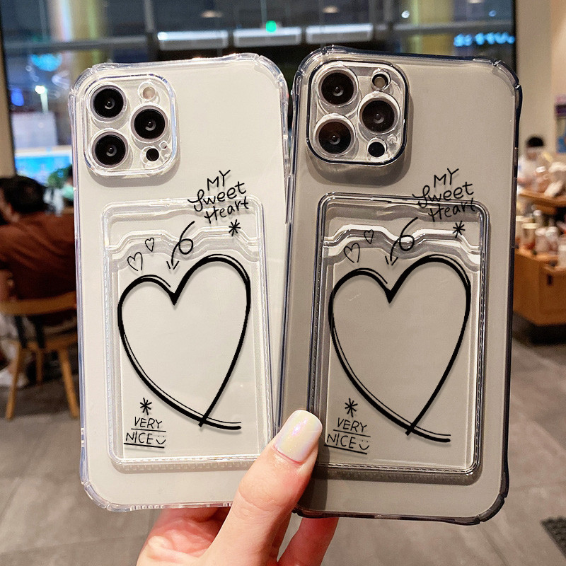 TPUผู้ถือบัตรเคสมือถือ For Iphone 11 12 15 13 17 Air 14 Pro Max XR 8 7 Plus X Xs SE 2022 13promax 15promax Siliconเคส