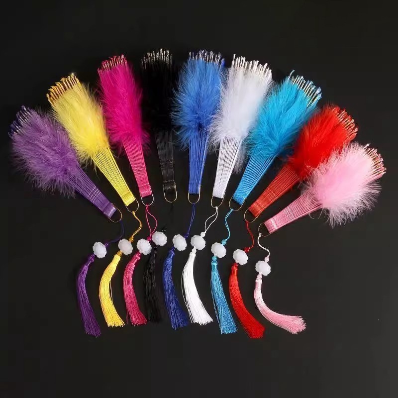 พัดขนนกประดิษฐ์ แบบพับได้ สไตล์จีน คลาสสิก อุปกรณ์ประกอบฉากถ่ายภาพ พัดของขวัญ - รูปที่ 6