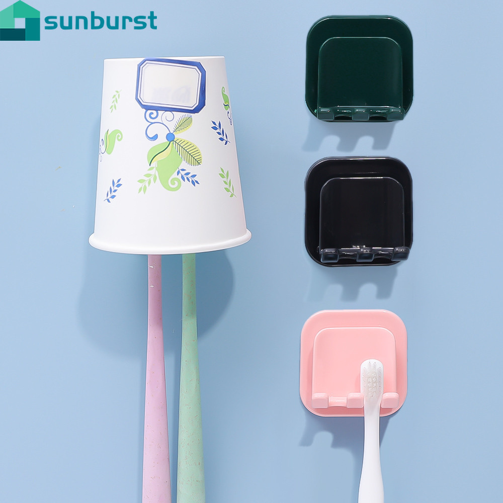2-in-1 ที่เก็บแปรงสีฟันและแก้ว - อุปกรณ์ห้องน้ํา - ที่วางแก้วแปรงสีฟัน แบบสร้างสรรค์ - ชั้นแขวนแปรงสีฟันไฟฟ้า - ติดผนัง, กาวในตัว, ไม่ต้องเจาะรู
