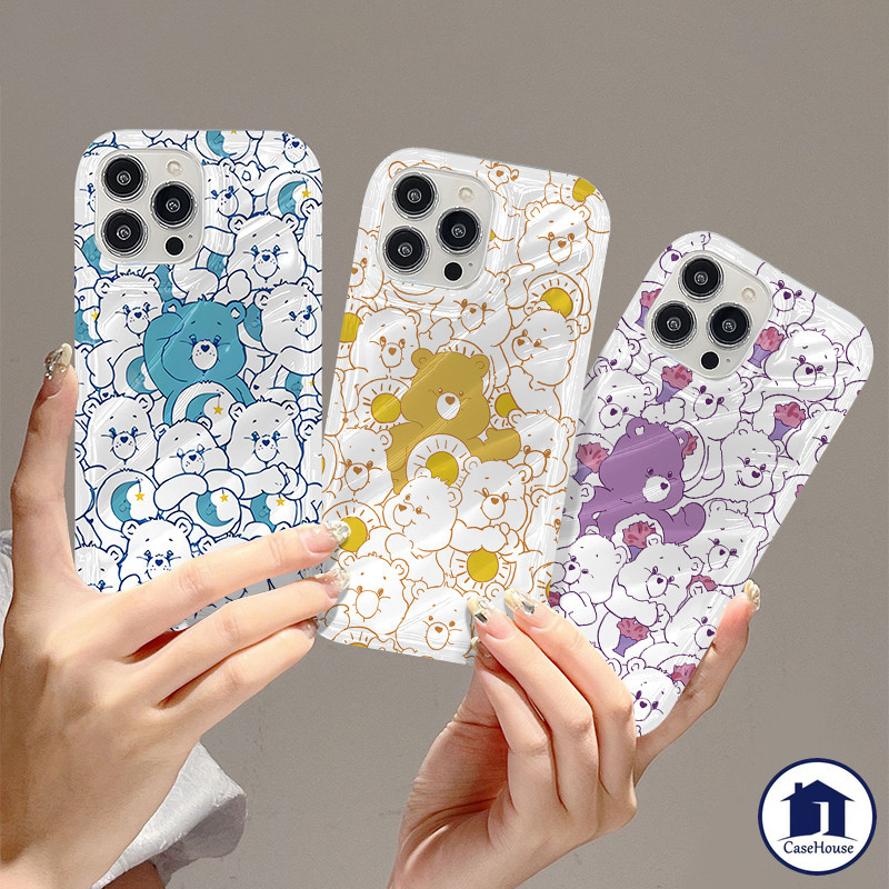 ส่งจากไทย น่ารักการ์ตูนแคร์แบร์สซอฟท์เคสเข้ากันได้สำหรับ iPhone 15 13 14 12 11 Pro Max XR 7 8 6 14 Plus X XS Max SE