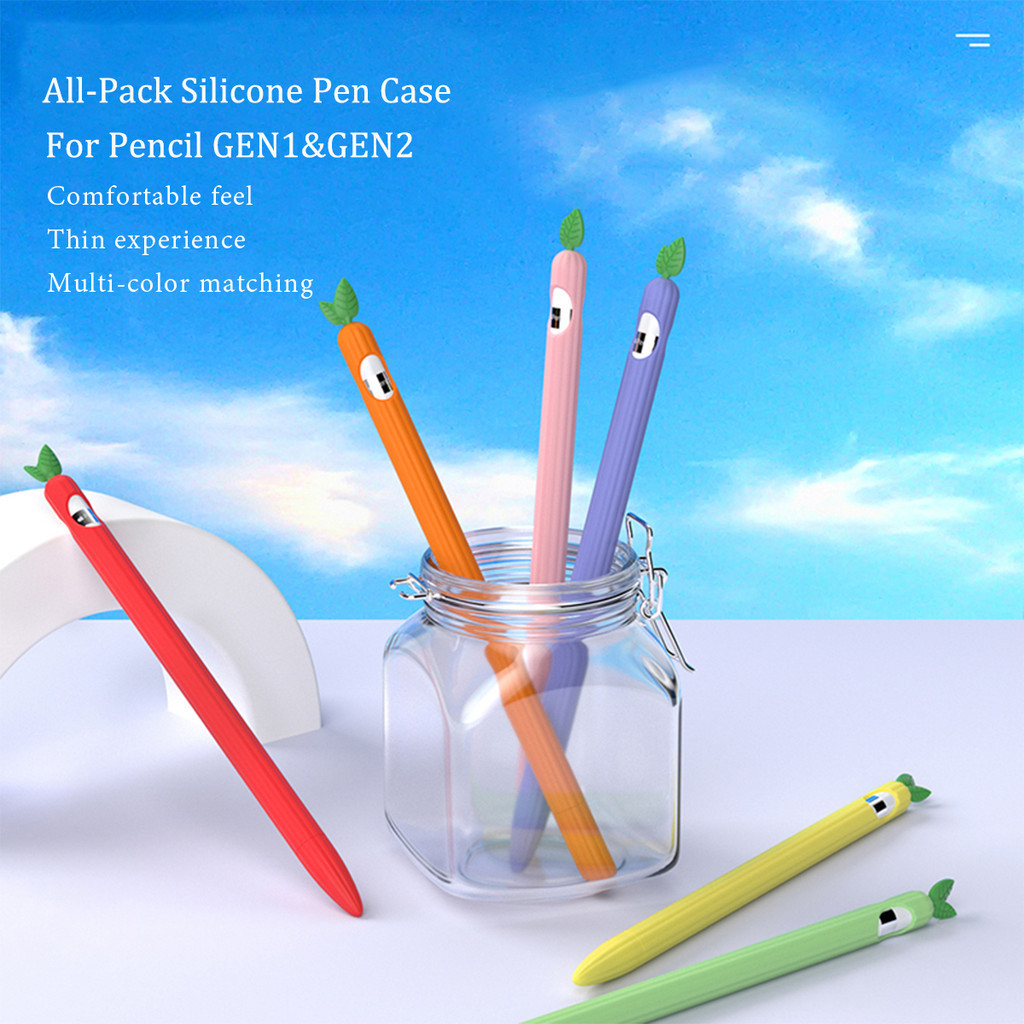 เคสปากกาไอแพด ปลอกสำหรับ Pencil Gen1&Gen2 เคส ปากกาไอแพด ปลอกปากกาซิลิโคน เคสปากกา Silicone Sleeve ลายแครอทน่ารัก – โปรปัง