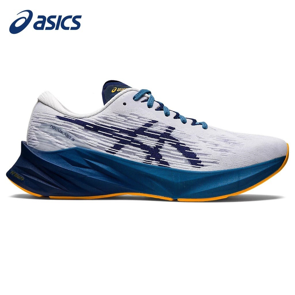 Asics novablast 3 รองเท้า สําหรับผู้ชาย | รองเท้ากีฬา รองเท้าวิ่ง สีขาว สีฟ้า
