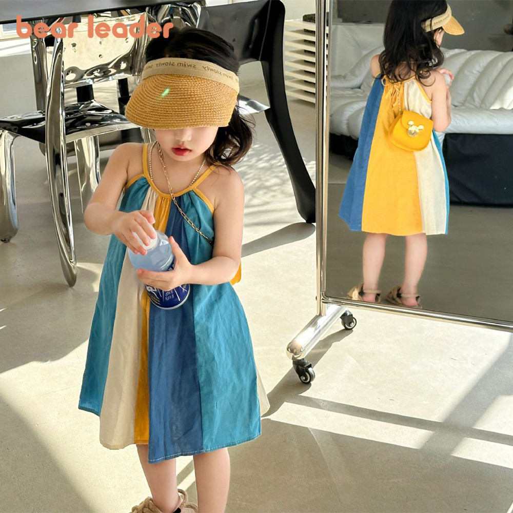 ชุดเดรส ลายหมี แฟชั่นฤดูร้อน สําหรับเด็กผู้หญิง อายุ 3-7 ปี