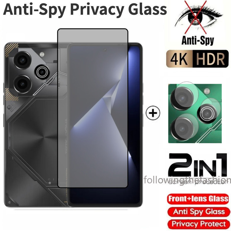 Full Cover Curved Screen กระจกนิรภัยส ่ วนตัวสําหรับ Tecno Pova 6 Pro 5G Pova6 4G 6Pro Neo 2024 Protector Anti Peek ความเป ็ นส ่ วนตัวด ้ านหน ้ าจอป ้ องกันกล ้ องหลังเลนส ์ ฟิล ์ มป ้ องกัน