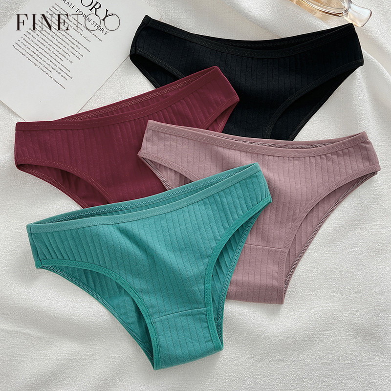 Finetoo กางเกงชั้นใน ผ้าฝ้าย สีพื้น สําหรับผู้หญิง M-XL
