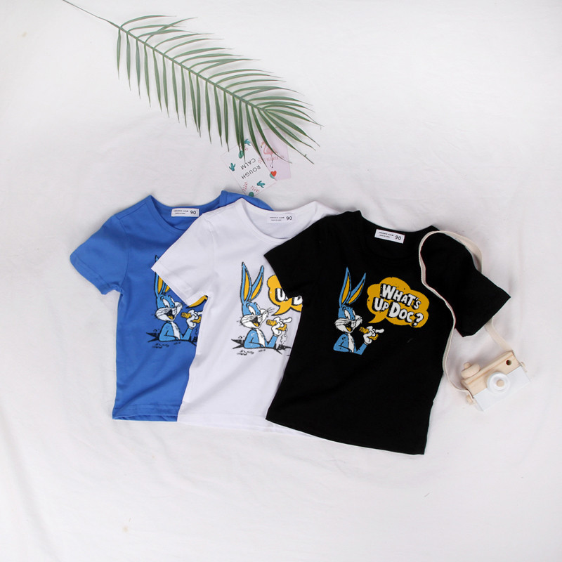 เสื้อผ้าเด็กแฟนชั่น เสื้อยืดแขนสั้นเด็กหญิงและเสื้อยืดแขนสั้นเด็กชาย Bugs Bunny ลายการ์ตูนน่ารัก ผ้านุ่มใส่สบายมี 8สีให้เลือก  NNEE006 ราคา ถูกที่สุด ดีลบีเคเค แกลเลอรีภาพที่ 2