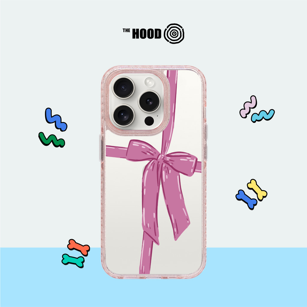 THE HOOD X Krissy Mast - Gift Ribbon Bow iPhone13/14/15 Pro/Pro Max Golden Case / Superior Mirror Case Magnetic Compatible