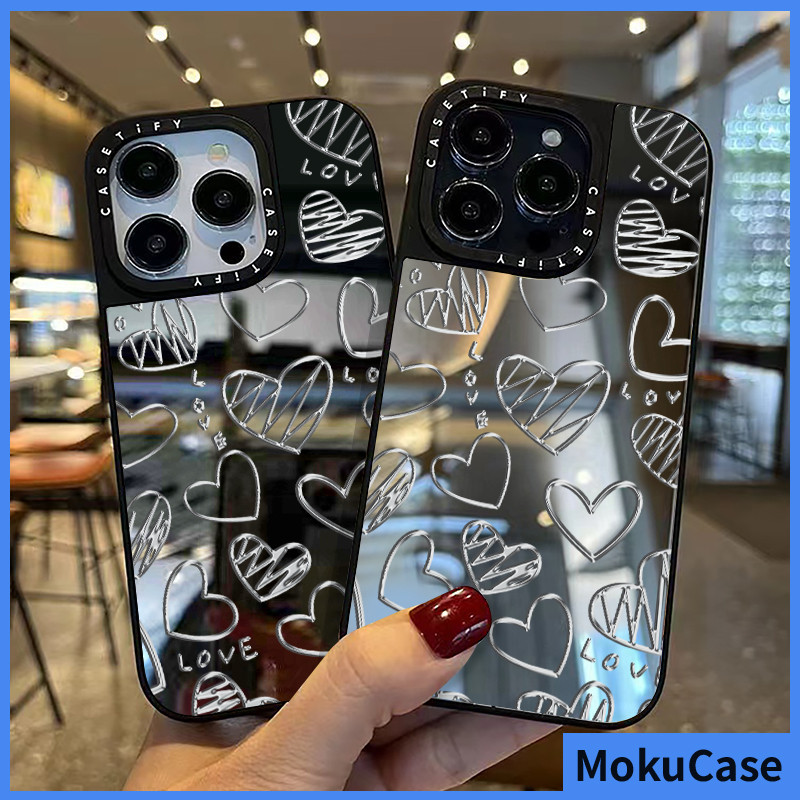 เคสไอโฟน 15/14/13/12/11 Pro max สำหรับสาว ๆ love กระจกเงา กันกระแทก Compatible Case iPhone 11,12,13,14,15,16,11PM,12PM,13PM,14PM,15PM,16PM,16Plus,X/Xs, XR,7 +,8Plus