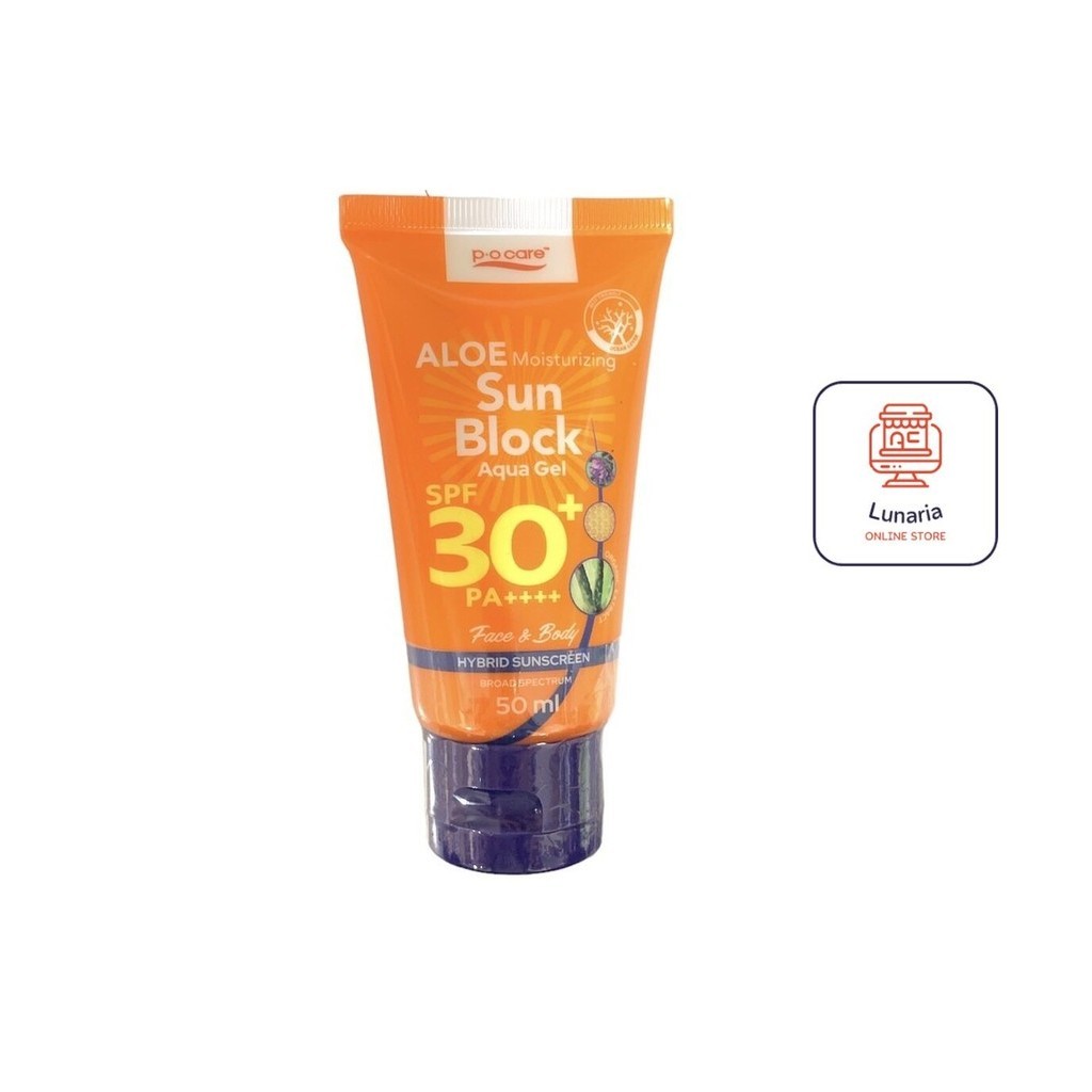PO Care Aloe Moisturizing Sun Block Aqua Gel SPF30 PA++++ พีโอแคร์ กันแดด เอสพีเอฟ 30 ขนาด 50 ml. จำ