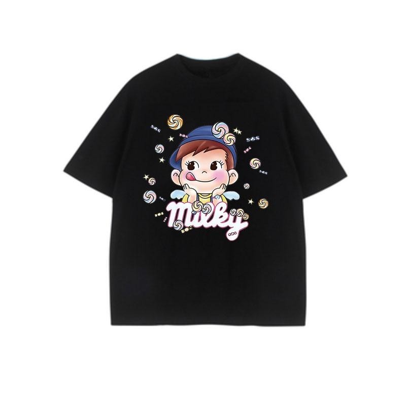 เสื้อยืดคู่รักพิมพ์ลายฤดูร้อนยอดนิยมผ้าฝ้ายแท้สไตล์ใหม่สวมหลวม จัดส่งที่รวดเร็ว
