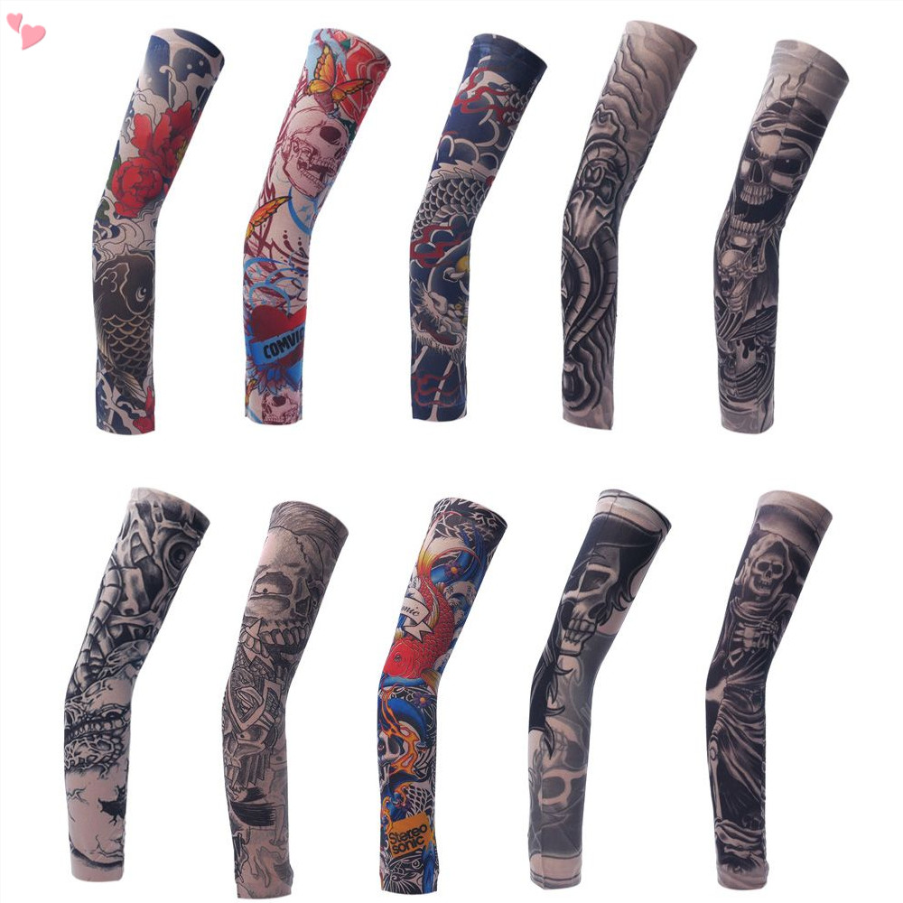 ปลอกแขน ลายรอยสักชั่วคราว รูปมงกุฎ หัวใจ กะโหลก เสือ และอื่นๆ