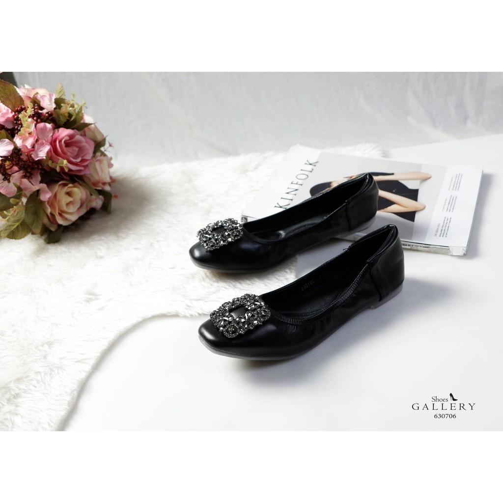 รองเท้าหุ้มส้น Shoes Gallery รองเท้า คัชชู ทำงาน หัวตัด ไม่มีส้น ส้นแบน รองเท้า pu หนังแกะ พื้นนิ่ม 