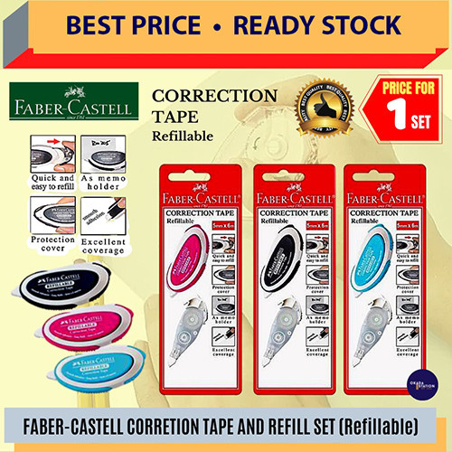 Faber Castell Correction Tape &amp; Refill Set / เทปลบคําผิด / Faber-Castell Corrector