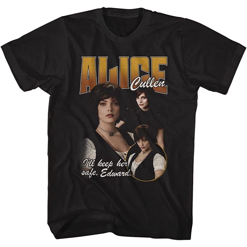 เสื้อยืดผ้าฝ้ายพิมพ์ลายTwilight T Shirt Alice Cullen Men's Short Sleeve T Shirt Vampire Movie ภาพยนตร์