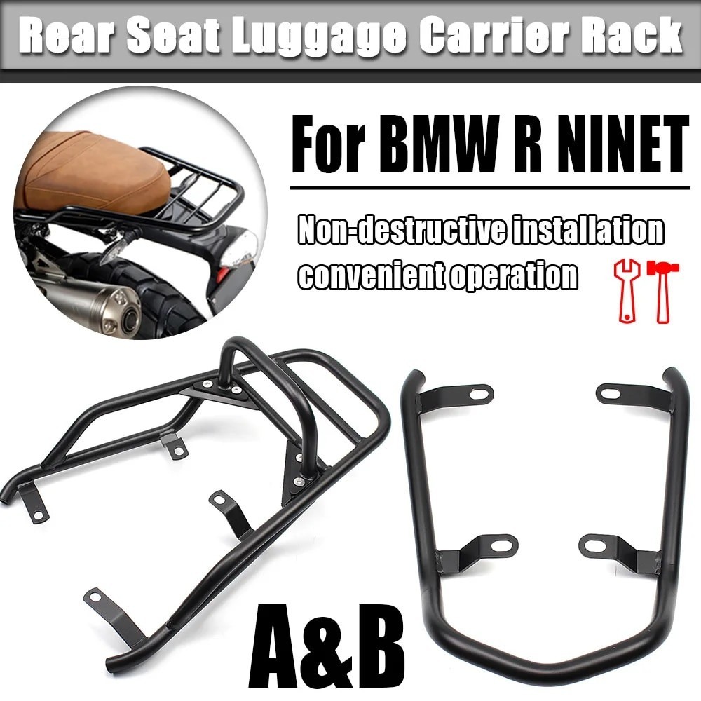 R NINE T ที่นั่งด้านหลังกระเป๋าเดินทาง Rack พร้อมที่จับสําหรับ BMW R NINET R9T R 9 T 9T Pure Racer S