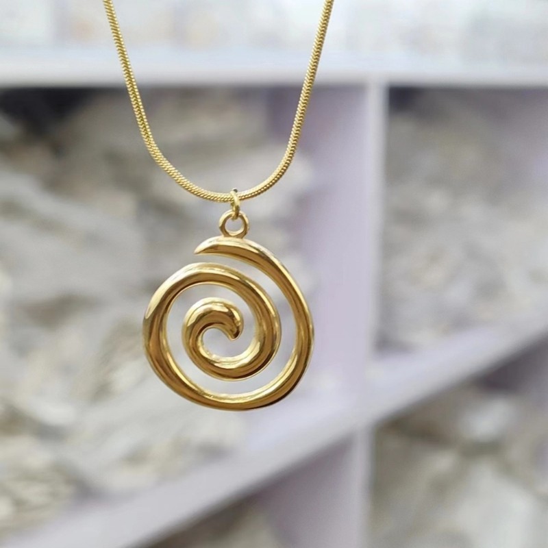 Fashionable Swirl Pendant Necklace Adjustable Length Neckchain Elegant Accessory ราคา ถูกที่สุด ดีลบีเคเค แกลเลอรีภาพที่ 7