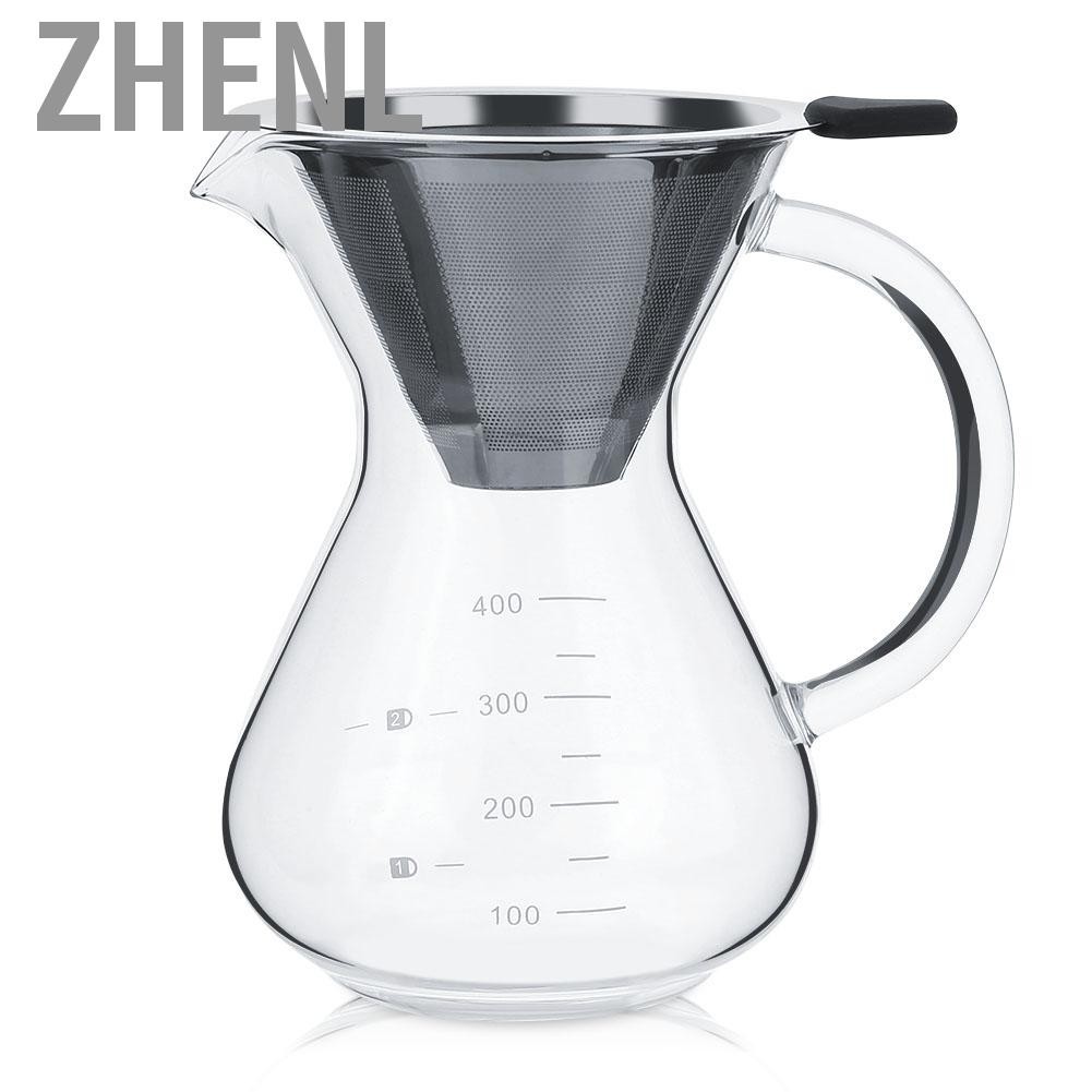 Zhenl 400ml Glass Hand Drip Coffee Maker Filter Pot With Scale Office Home LL