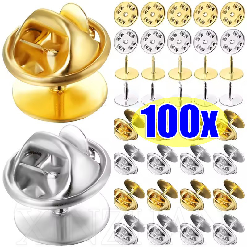ที่ใส่ป้ายเข็มกลัดด้านหลัง - Diy หัวเข็มขัดหมวกผีเสื้อ - Tie Tack Lapel Pin - เข็มกลัดผีเสื้อบีบรอบคลิปหยิก - หมุดฐานเข็มกลัด - งานฝีมือเครื่องประดับ - อุปกรณ์เสื้อผ้