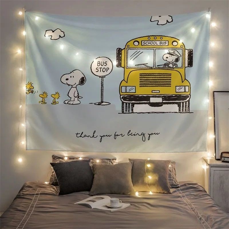 ผ้าแขวน Snoopy น่ารัก INS การ์ตูน ตกแต่งห้องเด็ก ผ้าพื้นหลัง ผ้าข้างเตียง ปรับปรุงหอพัก ผ้าติดผนัง