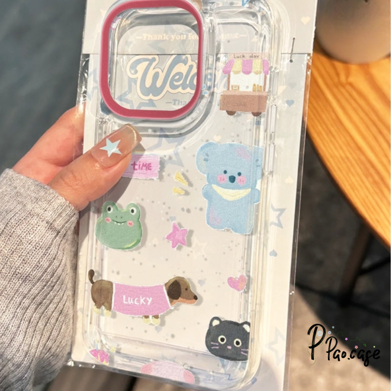 เคส IPhone 12 15 11 13 14 Pro Max X XS Max XR 6 6s 7 8 Plus SE 2020 เคสลายการ์ตูนสัตว์น่ารักสีรุ้งเชอร์รี่