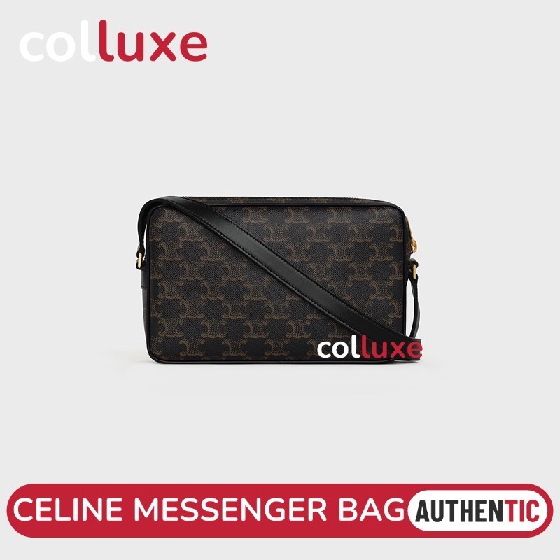 CELINE Medium Messenger Bag In Triomphe Canvas With CELINE Print กระเป๋าสะพายข้าง Men's Shoulder Bag