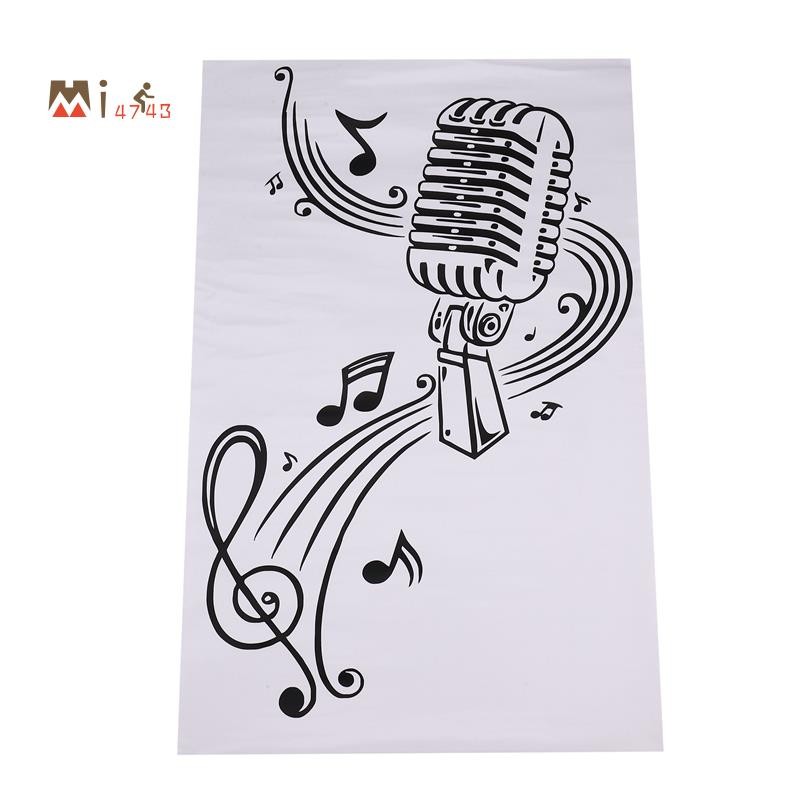 Mi4743ไมโครโฟน Music Note Wall Art Musical Notes สติกเกอร์สําหรับ Ktv Bar พื้นหลังตกแต่งบ้าน
