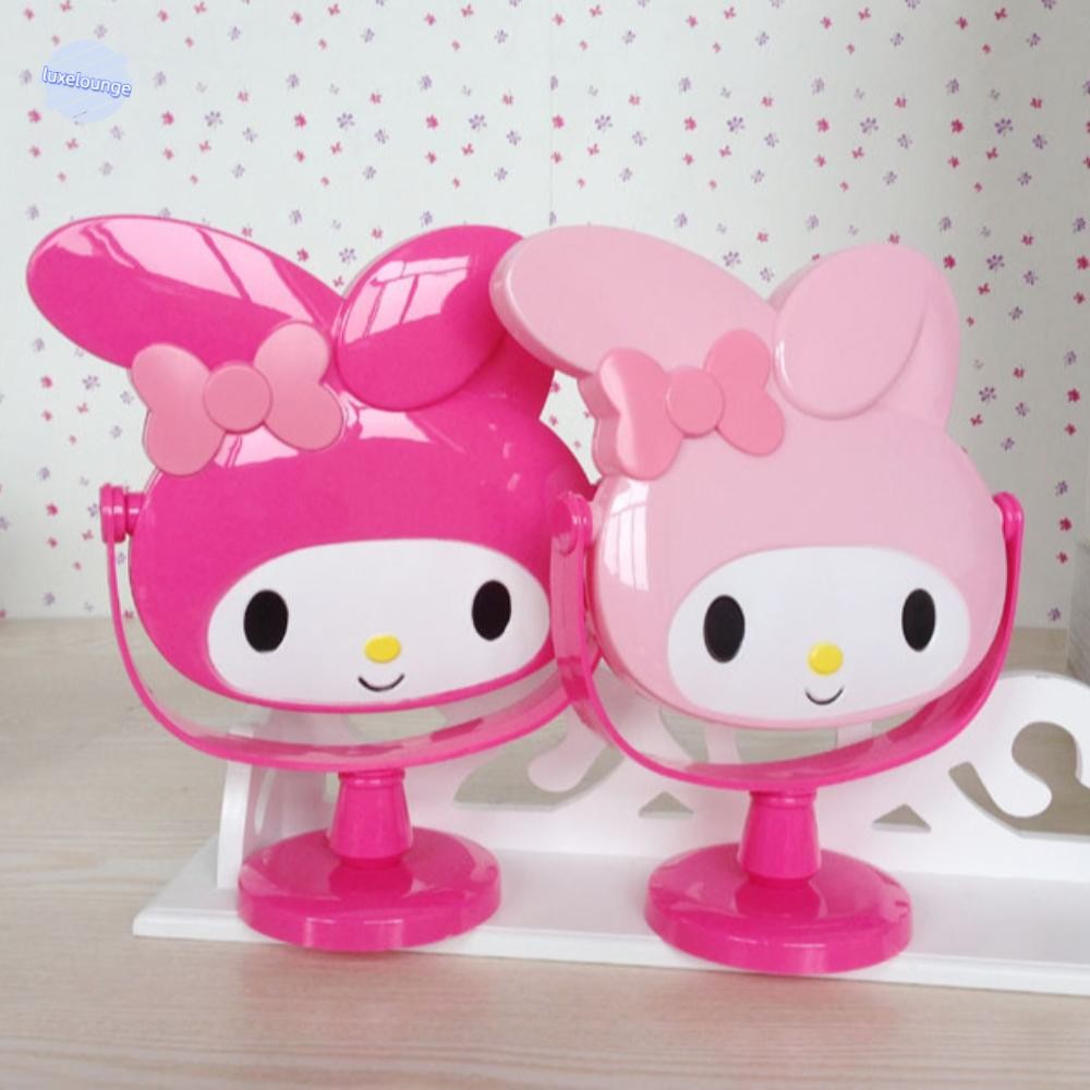 Luxelunge Kitty Cat Make Up Mirrors, การ์ตูน Kawaii กระจกเครื่องสําอางมือถือ, กระจกโต๊ะเครื่องแป้งทนทาน Melody น่ารักเดสก์ท็อปกระจกแต่งหน้าของขวัญวันเกิดสาว