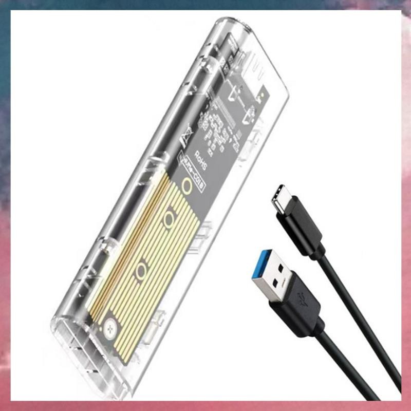 M2 SSD กรณี M.2 NVME SSD แบบพกพา USB3.1 Type-C SSD โปร่งใส Hard Disk Case 5Gbps สําหรับ PC