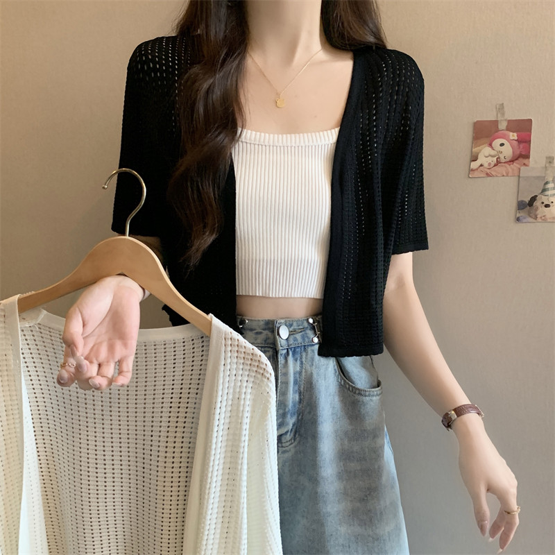 เสื้อแจ็คเก็ตแขนสั้นผู้หญิงฤดูร้อนสไตล์ใหม่ ผอมลง ดู ทั้งหมด-จับคู่ สไตล์ตะวันตกสั้นเสื้อคาร์ดิแกนด้านนอก