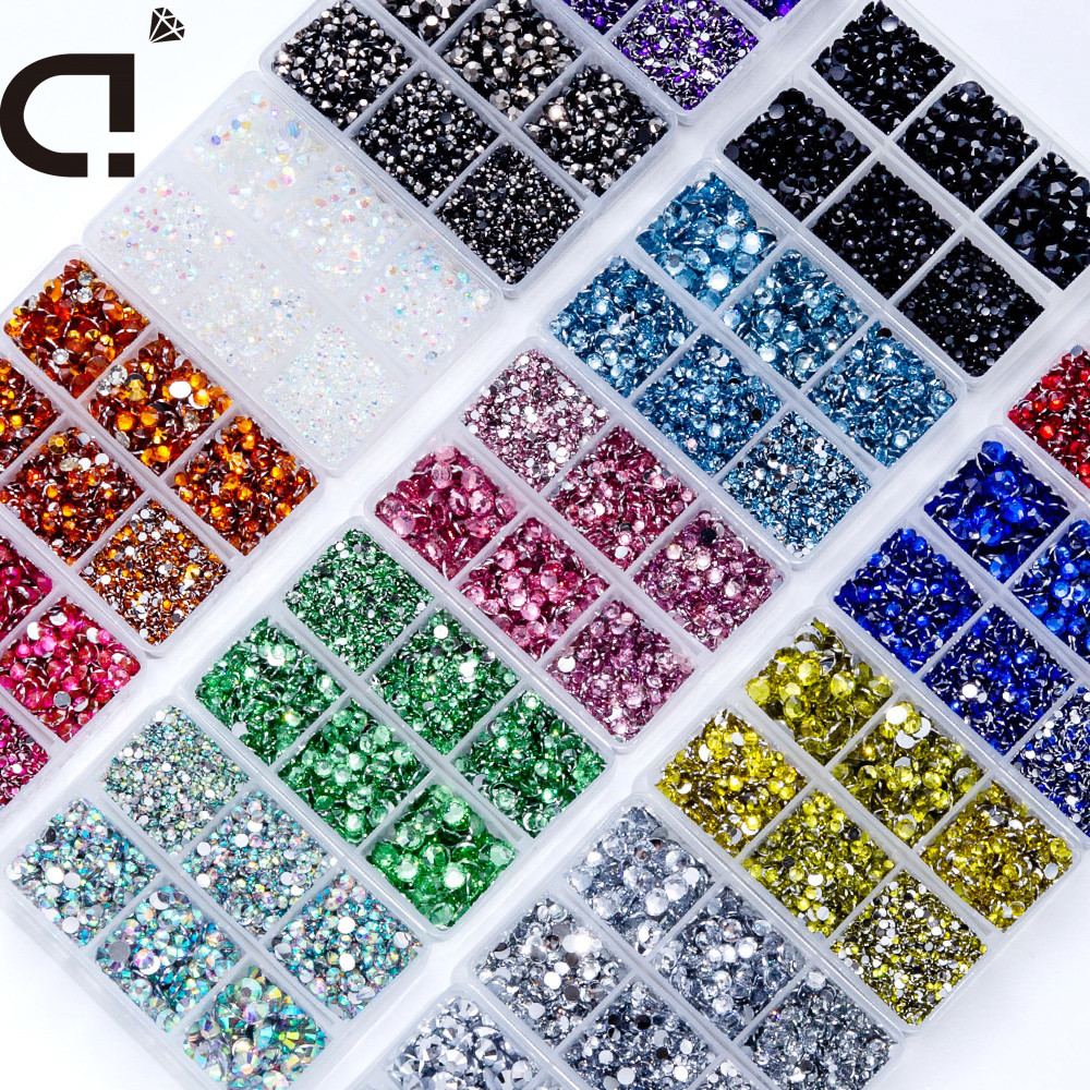 (ของขวัญฟรี)1250 ชิ้น 6 กล่อง/เซ็ตเรซิ่น Rhinestone SS4-SS20 เพชรอัญมณี 3D Glitter ตกแต่ง DIY เสื้อผ้าตกแต่ง – โปรปัง