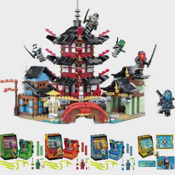 เลโก้ lego ฤดูกาลใหม่ Lego Phantom Ninja ประกอบบล็อกตัวต่อ Ninja Village Temple Dragon Chariot Arcad