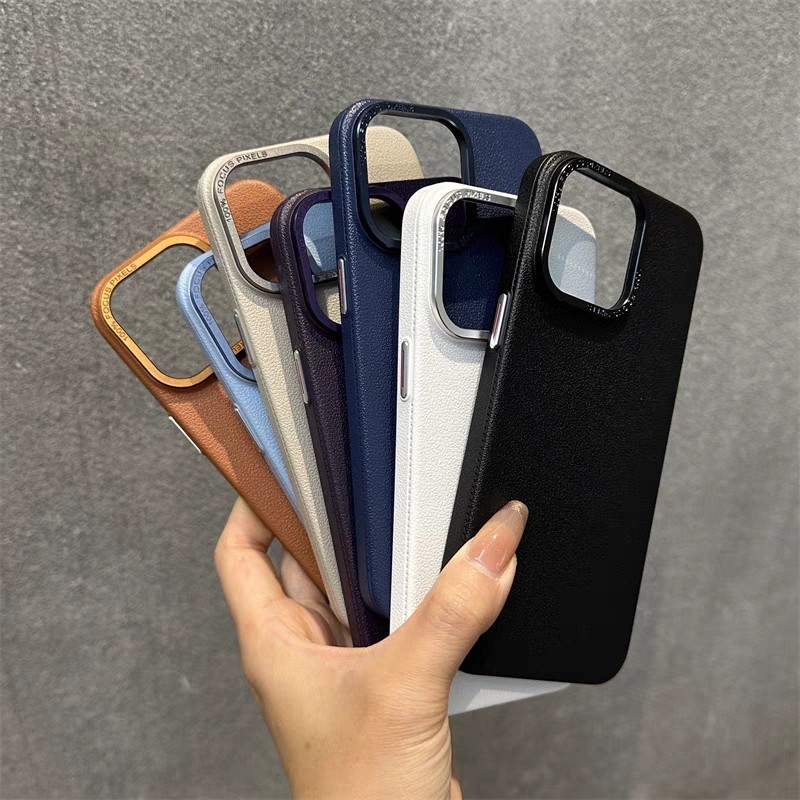 หนัง/กรอบโลหะเลนส์/เบอร์กันดี/เคส ใช้ได้กับ ไอโฟน 16 15 14 13 12 มือโปร สูงสุด กรณี