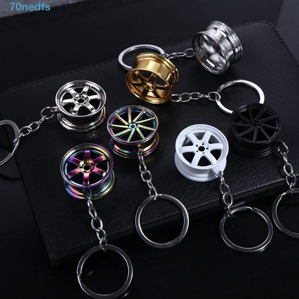NEDFS พวงกุญแจรถล้อ,โลหะผสม INS ขอบยาง Key Holder, Creative Wheel Hub Mini Keyring Bag Charms