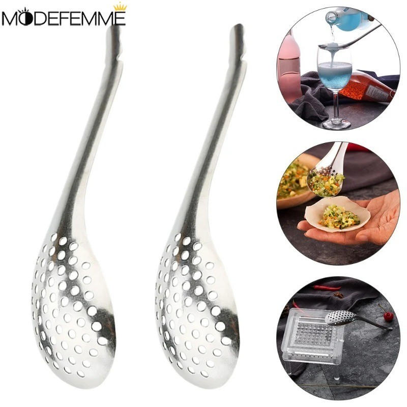 Skimmer Slotted Spoon - ช้อนกระชอนในครัว - ช้อนกรองสแตนเลส - อุปกรณ์ทําอาหารในครัว -สําหรับทําอาหารท่อระบายน้ําและทอด